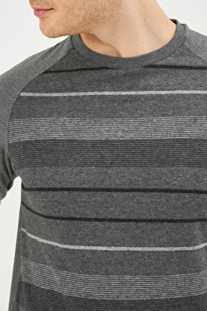 Eros 29040 Gri Pamuklu Yuvarlak Yaka Erkek Pijama Takımı