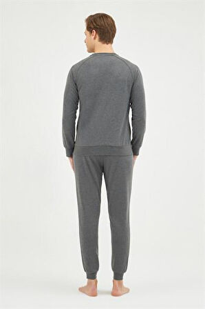 Eros 29040 Gri Pamuklu Yuvarlak Yaka Erkek Pijama Takımı