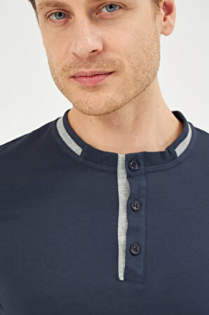 Eros 29230 Lacivert Kutulu 5'Li Pamuklu Erkek Pijama Seti 