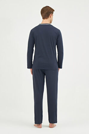 Eros 29230 Lacivert Kutulu 5'Li Pamuklu Erkek Pijama Seti 