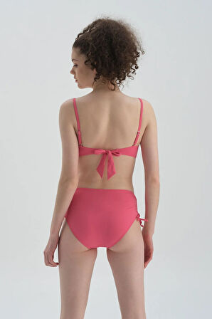 Pembe Straplez Kaplı Bikini Üst Tak Çık