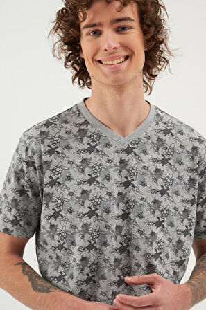 Eros 30070 Gri Pamuklu Kısa Kollu Erkek Pijama Takım