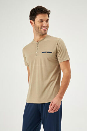 Eros 30170 Bej Pamuklu Erkek Pijama Takımı 