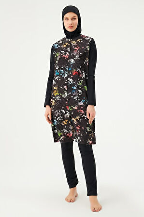 Eros 1754 Siyah Tam Tesettür Mayo Takımı