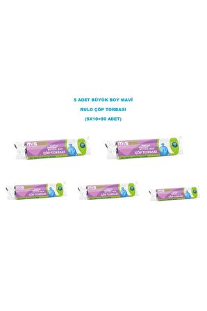 Standart Büyük Boy Rulo Çöp Torbası Siyah 5'li Paket