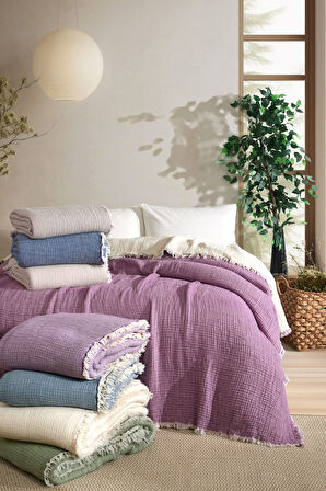 Varol 5 Katlı %100 Pamuk Müslin Yatak Örtüsü – 230x240 cm