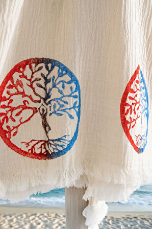 Varol Organik %100 Pamuk Kapşonlu Sabalık Bornoz Plaj Elbisesi - Dualis 