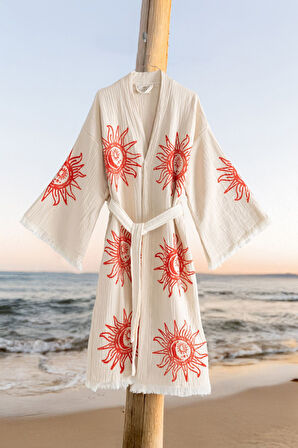 Varol Organik %100 Pamuk Kimono Yaka Sabalık Bornoz - Heliona v1