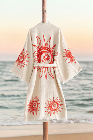 Varol Organik %100 Pamuk Kimono Yaka Sabalık Bornoz - Heliona v1