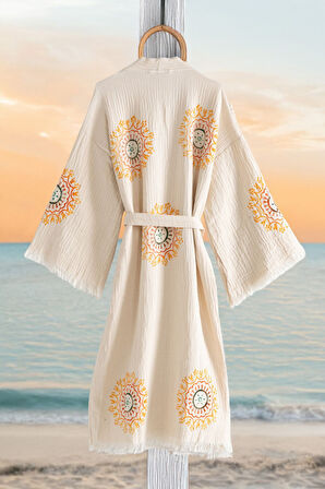 Varol Organik %100 Pamuk Kimono Yaka Sabalık Bornoz - Lemura