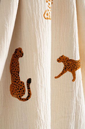 Varol Organik %100 Pamuk Kimono Yaka Sabalık Bornoz - Leopar