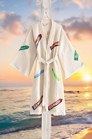 Varol Organik %100 Pamuk Kimono Yaka Sabalık Bornoz - Nomada