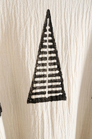 Varol Organik %100 Pamuk Kimono Yaka Sabalık Bornoz Plaj Elbisesi - Piramit - L/XL