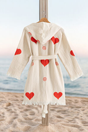 Varol %100 Organik, El İşçiliği Taş Baskı Garson Boy Bornozu - Lovely