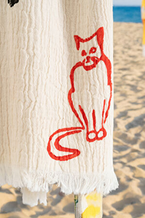 Varol %100 Organik, El İşçiliği Taş Baskı Garson Boy Bornozu - Pisi