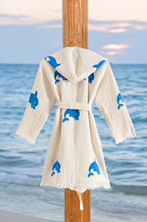 Varol %100 Organik, El İşçiliği Taş Baskı Garson Boy Bornozu - Yunus