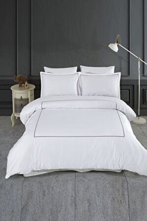 Varol Marmaris Serisi Kızılbük – 300 TC Nakışlı Pamuk Saten Nevresim Takımı 