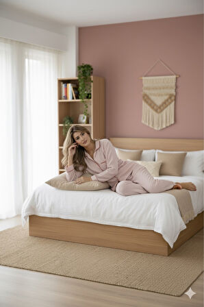 Varol %100 Pamuk Müslin Kadın Pijama Takımı - PEMBE