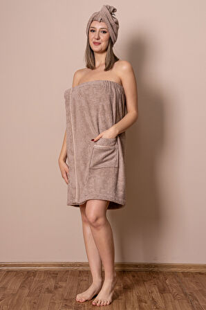 Varol Sauna Seti – Çıtçıtlı Banyo Havlusu & Düğmeli Baş Havlusu (Bone)