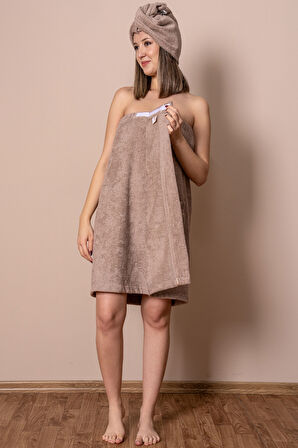 Varol Sauna Seti – Çıtçıtlı Banyo Havlusu & Düğmeli Baş Havlusu (Bone)