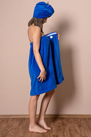 Varol Sauna Seti – Çıtçıtlı Banyo Havlusu & Düğmeli Baş Havlusu (Bone)