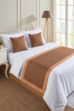 Varol 70x250 Yatak Şalı (Runner) ve 2 Adet 45x45 Kırlent Seti – Otel Konsept Lüx Dekoratif Set - KİREMİT