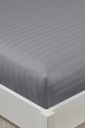 Varol %100 Pamuk Saten Stripe Çift Kişilik Lastikli Çarşaf Takımı – 30 cm – 2 Yastık Kılıfı - GRİ