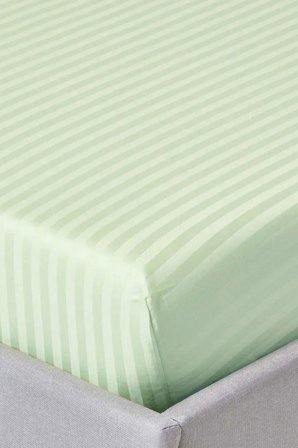 Varol %100 Pamuk Saten Stripe Çift Kişilik Lastikli Çarşaf Takımı – 30 cm – 2 Yastık Kılıfı - KAHVE