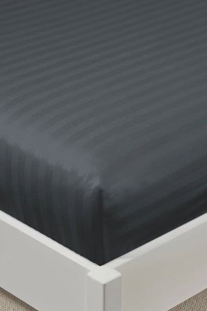 Varol %100 Pamuk Saten Stripe Çift Kişilik Lastikli Çarşaf Takımı – 30 cm – 2 Yastık Kılıfı - KAHVE