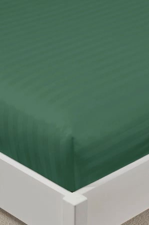 Varol %100 Pamuk Saten Stripe Battal Boy (King Size) Lastikli Çarşaf Takımı – 30 cm – 2 Yastık Kılıfı – 180x200 - YEŞİL