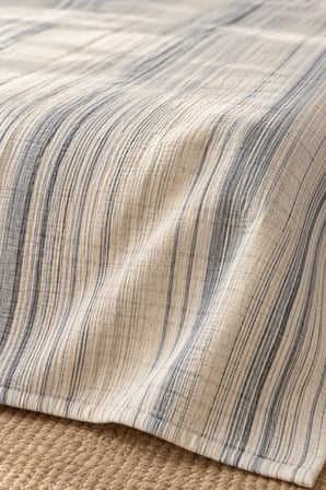 Varol Line Çizgili Çift Kişilik Yatak Örtüsü Takımı 240×260 cm – 2 Yastık Kılıflı - MAVİ