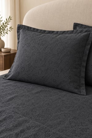 Varol Loren Şal Desenli Çift Kişilik Yatak Örtüsü Takımı 240×260 cm – 2 Yastık Kılıflı - ANTRASİT