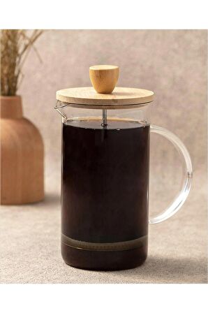 Bambu Kapaklı Cam French Press