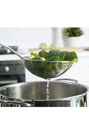 Çelik Yağ Kevgiri Paslanmaz Kızartma Kevgiri 18cm