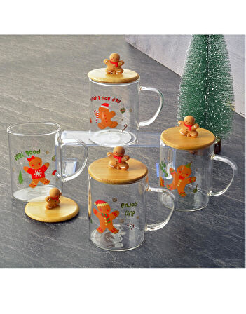 Tohana Bambu Kapaklı Cam Kupa 76667 - Kurabiye Adam