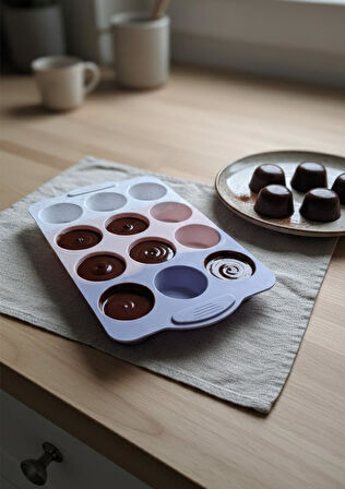 Silikon Çikolata Kalıbı - 12li Kek Kalıbı