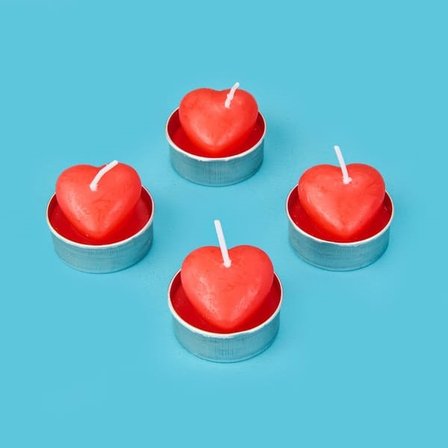 Tohana 4'lü Love Tealight Mum - Kırmızı - 10 cm