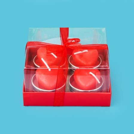 Tohana 4'lü Love Tealight Mum - Kırmızı - 10 cm