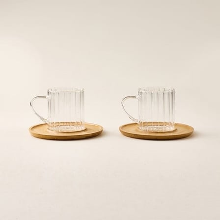 Tohana Loren 2'li Espresso Fincanı - Şeffaf / Açık Kahverengi - 150 ml