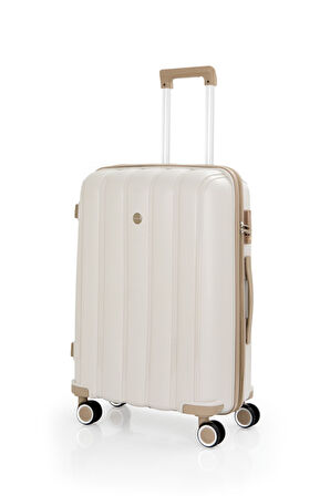 Üçlü Polipropilen Valiz Seti V305 Kemik Şampanya