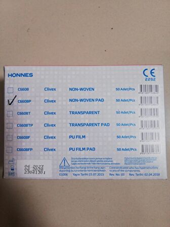C6608P Clivex Nonwoven Katater Sabitleme Pad li STERİL 6cm*8cm 50 li