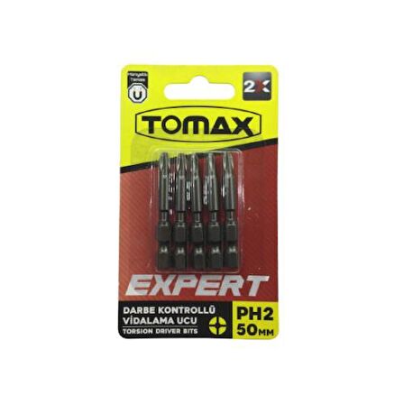 Tomax Ph2x50 Darbe Kontrollü Yıldız Bits Vidalama Ucu 5'Li 50Mm