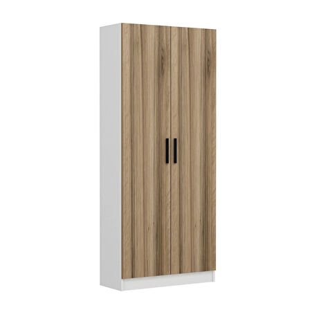 Minar Kale 210 Cm 2 Kapaklı 2B Raf Portmanto Beyaz Dore