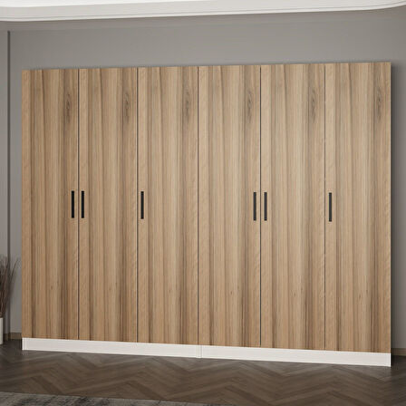 Minar Kale 210 Cm 6 Kapaklı 2B Raf Portmanto Beyaz Dore