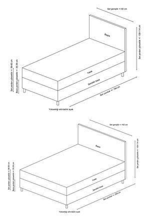 Motya Baza Başlık Seti - Antrasit 90x190