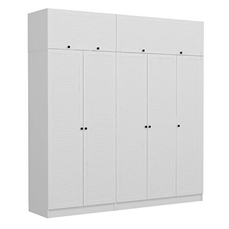 Minar Kale 5 Mebran Panjur Kapaklı 2 Ç Dolap Ve Yüklük Beyaz 190CM