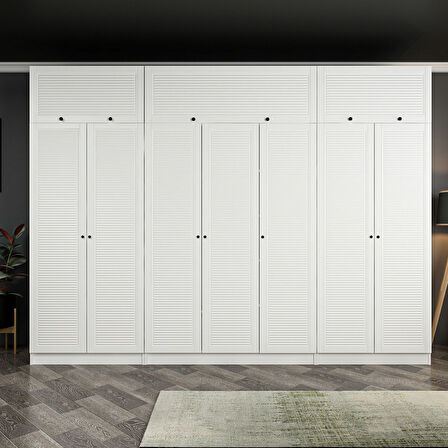 7 Mebran Panjur Kapaklı 2 Ç Dolap Ve Yüklük Beyaz 190CM