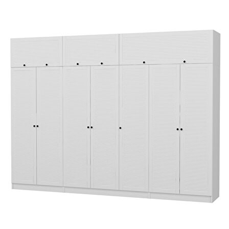 7 Mebran Panjur Kapaklı 2 Ç Dolap Ve Yüklük Beyaz 190CM