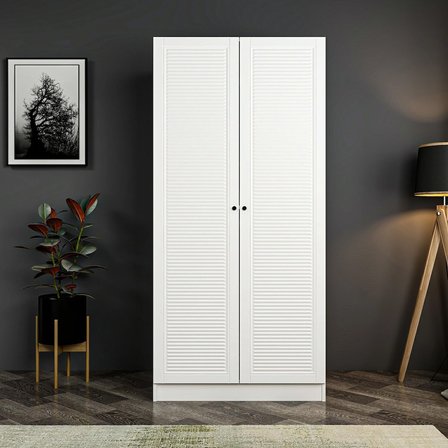 Minar Kale 2 Mebran Panjur Kapaklı Dolap Beyaz/Beyaz 210CM