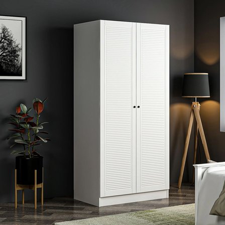 Minar Kale 2 Mebran Panjur Kapaklı Dolap Beyaz/Beyaz 210CM